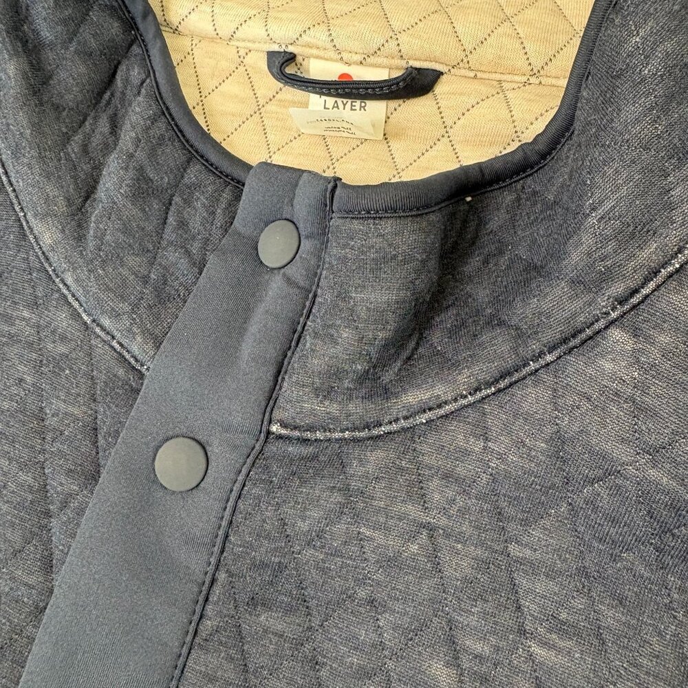 Marine Layer Corbet Pullover Mens XL Blue Reversible Quilted 1/4 Snap Sweater - Picture 8 of 13
